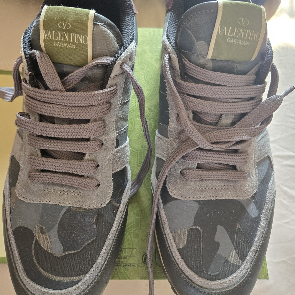 Valentino garavani rockrunner camouflage sneakers in nappa fabric